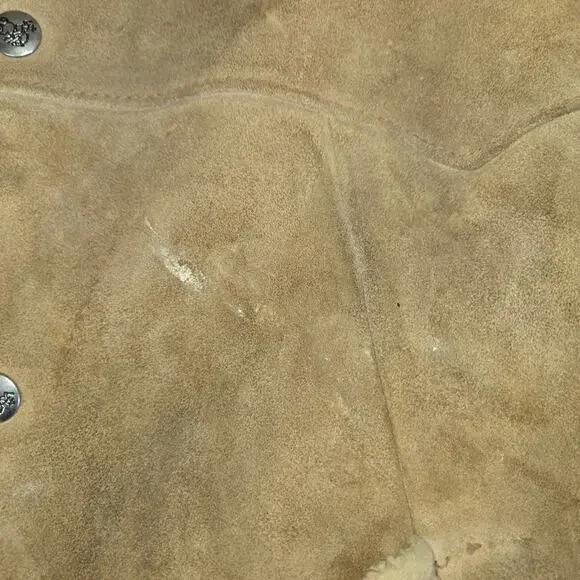 Vintage Distressed Suede Coat Delong Halloween Costume Prop Size 40 Brown - Picture 7 of 16